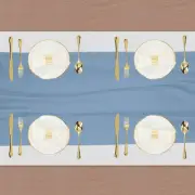 Grey Blue Chiffon Table Runner 27.5" x 118" Romantic Table Runner