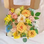 Dnvkict Artificial Flowers Combo Box Set Fake Flowers Bulk, Mix Faux Flowers with Stem for Wedding Bouquets Centerpieces Table Decorations DIY Floral Party Home Decor (Yellow)