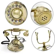 Victorian Golden Brass Old Rotary Dial Phone Office Home Decor Vintage Telephone