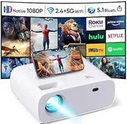 Projector with Wifi and Bluetooth, 200" Projector Full HD 1080P Video Projector, 18000L Movie Projector Compatible with Android/iOS/Laptop/TV Stick/X-Box/HDMI/USB（grizzly）