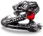 [Pidak] Red Stone Snake Ring - Metal - Adjustable - One Size Fits All, Unprecious metal, No Gemstone