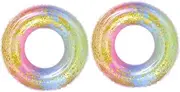 ifundom 2pcs Swim Rings for Adults Beach Accessories Inflatable Swim Ring Rainbow Swim Ring Inflatable Pool Trendy Rings Rainbow Float Ring Ctr Ring Summer Swimming Pool Donut Confetti