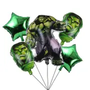 5pcs Hulk Foil Balloon Set - Superhero Avengers Kids Children Birthday Decorations Party Supplies