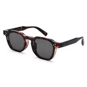 Square Sunglasses for Men Women - Retro 48 Millimeters A1 Leopard / Black