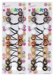 KOKO - Priemum 20 Pcs Bubble hair ties. Elastics Ties 18mm Ball BROWN MIX