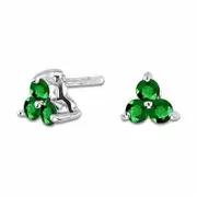 Emerald Stud Earrings in 14K White Gold