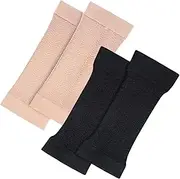 [CurcKua] 2 Pairs Arm Slimmer, Soft Chinlon Arm Slimming Shaper Wrap, 3D Embossed Seamless Compression Sleeve Women, Cozy Slimming Shaper for Women Compression Sleeve for Sleeves Elbow