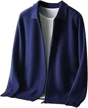 [Dninmim] Men's Thick Polo Zipper Wool Cardigan Business Casual Soft Warm Sweater Coat Knitwear Tops