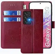 [FMPCUON] Case for Samsung Galaxy A73 5G Mobile Phone Case [Stand Function] [Card Slot] [Magnetic Closure] Flip Case Protective Leather Case for Samsung Galaxy A73 5G Red