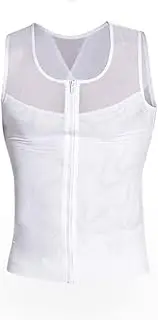 Summer Waist Trainer Vests for Men, Hooks&Zipper Workout Compression Shirt Underwear - Gym Breathable Shapewear Vest