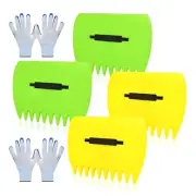 Garden Leaf Scoops & Gloves Set, 2 Pairs of , Adjustable-Handle Leaf Claws,9710