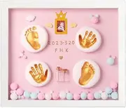 Baby Handprint and Footprint Photo Frame Kit,Non Toxic Clay,Memorable Keepsakes Decorations for Newlife Baby,Baby Shower Gifts DIY Creative Room Wall Table Decor-Crown-red||MDF