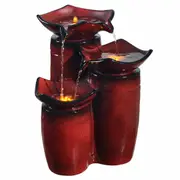 Teamson Home 50.8 cm Outdoor 3-Tier Water Fountain with LED Lights, Red