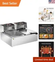 Adjustable Temperature Electric Fryer - Large Capacity with Cool-Touch Handles