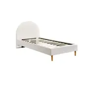 Foret Bed Frame Single Wooden Mattress Base Arched Sleep Beds Platform Fabric