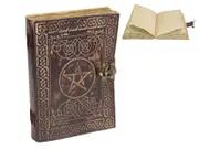 Brown Antique Paper Leather Journal/Spell Book 26cm with Pentagram (10x7")