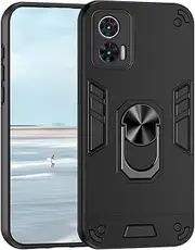 [UPLAI] Case for Motorola Edge 30 Neo 5G, Slim Military Grade Shockproof Armour Mobile Phone Case with Magnetic Stand, Premium PC + TPU Bumper Durable Protective Case, Black