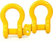 Yuxin D Ring Shackle, 4.75 t Large Galvanized Steel Shackle, Pack of 2 Curved Shackles with Eye Bolts, Heavy Shackle Towing Lifting Shekel for Car ...