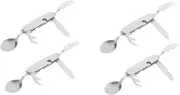 VANZACK 2sets Travel Folding Tableware Compact Stainless Steel Camping Cutlery Kit for 2pcs*2