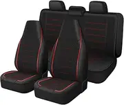 TOYOUN Classic Universal PU Leather Car Seat Covers Full Set Fit Most Cars Trucks SUVS or Vans Red High Back Front Bucket and Rear Auto Seat Covers Set Car Seat Protector