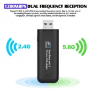 1200Mbps Mini USB Wireless WiFi Adapter 802.11ac LAN Internet Network Adapter