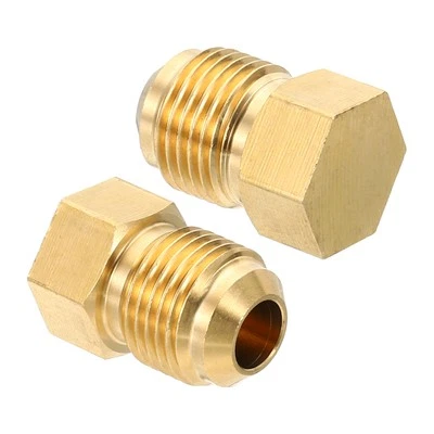 2 x Male 3/8" Brass Seal Plug SAE Flare Tube Fitting 45 Degree Hex Pipe Fittings