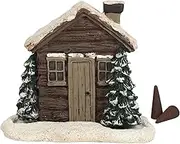 Country Cabin Incense Burner - Lighted Incense Burner Village Cabin House Decor with 2 Incense Cones, Rustic Chimney Hut Incense Cone Burner for Holiday Housewarming