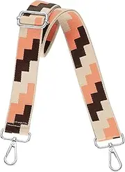 [uxcell] Purse Straps Replacement Crossbody, 1.5 Inch Wide Shoulder Bag Strap Adjustable Canvas Straps for Handbag Wallet Clutch Bags with Silver Buckle, Khaki Blocks