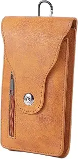 YIUWLMN Leather Cell Phone Holder Belt Wallet Clip Belt Clip Portable Double Layer Design Two Compartments One Zipper Pocket Opening, Leather Belt Pocket Flap Large Capacity