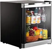 FREEZYMAN Refrigerator, 42L Small Refrigerator, Transparent Glass Door, Beverage Ice Bar, Independent Wine Cellar, Cool Wine (Color : Black, Size : 43 * 46 * 51cm)