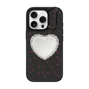 iPhone 16 Pro Mirror Ring Stand Case MagSafe Compatible Gothic Pearly Heart