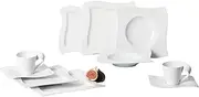 [Villeroy & Boch] NewWave, Basic Table Set for up to 6 People, 30 Pieces, Premium Porcelain, White 30-Piece