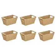 6PK Annabel Trends Papier Woven Storage Basket Beaded 18x28cm Home Decor Natural
