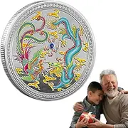 Chinese New Year Commemorative Coin, Dragon and Phoenix Auspiciousness Lucky Coin, Auspiciousness Lucky Coin Chinese Challenge Coin to Bring Auspiciousness Lucky Coin for Wealth Luck