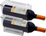 2 Pack Plastic Stackable Water Bottle and Wine Rack Storage Organizer for Kitche