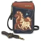 New Chala Wallet Crossbody Pleather Organizer Phone Bag HORSE FAMILY Navy Blue