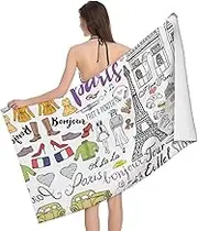 VPPUR French Paris Tour Eiffel Tower Print Camping Bath Towel 52 x 32 in Soft Highly Absorbent Quick Dry Towels for Bathroom