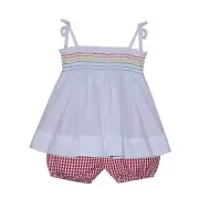 Remember Nguyen Vivian Smocked Shoulder Tie Bloomer Set. 18m New with Tags