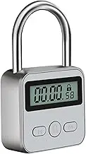 Nvanvmm Metal Timer Lock LCD Display Multi-Function Electronic 99 Hours Max Timing USB Rechargeable Timer Padlock,Silver