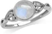 [Generic] Fashion Stainless Steel Created Moonstone Wedding Engagement Solitaire Ring