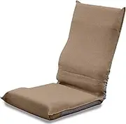 Yamazen IHZ-43(BE) Floor Chair, Compact, Width 16.9 inches (43 cm), Foldable, High Back, 6 Levels of Reclining, Prevents Buttocks from Slipping, Curved Back (Lumbar Support), Beige, Work from Home