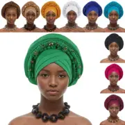 Nigerian Wedding Party Hat Women Head Wrap African Auto Gele Headtie Bonnet Cap
