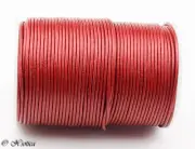 Xsotica® Red Metallic Round Leather Cord 2mm, 100 meters (109 yards)