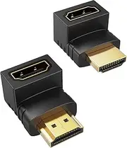 HDMI Male to Female Adapter, CableCreation 2 Pack 90 and 270 Degree Upward Angle HDMI to HDMI Converter, 4K 3D HDMI Extender for Roku, PS3, PS4, Fire Stick, HDTV, Laptop, Xbox