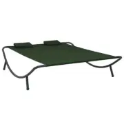 Double Sun Lounger Bed With Pillows Steel Frame Patio Pool Deck Sunbed Chaise