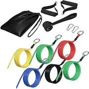 Resistance Bands Chest Expansion Pull Ropes Stretch Training Weight Building Safety Door Buckle Exercise Bands with Handles