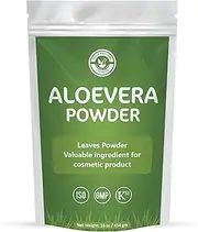 USDA CERTIFIED Organic Aloe Vera Leaf Powder - 454gm (16 Oz) (Aloe barbadensis miller -1 lb) - Resealable Zip Lock Pouch
