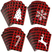 200 Christmas Gift Tags with String Attached for Gift Bag Wrapping Buffalo Plaid
