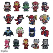 18pcs Super Hero Series Crocs Shoes Charms Shoe Sandals Decoration Christmas Birthday Gifts Shoes Accessories Set -NMAOV