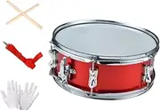 kowaku 14 in Snare Drum for Music Enthusiasts with Gloves Percussion Instrument for All Ages, Red 14 inch
